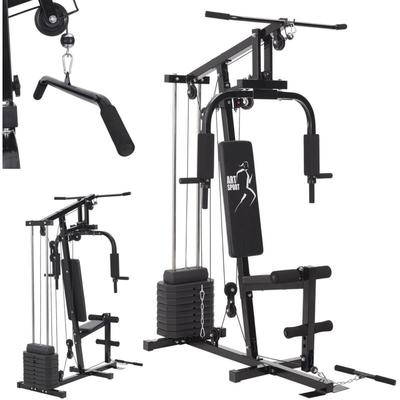 Kraftstation ProfiGym 2000 mit Latzug- & Butterflystange, Seilzug & Beinstrecker - 9 Gewichte mit