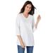 Plus Size Women's Perfect Three-Quarter Sleeve V-Neck Tee by Woman Within in White (Size 3X) Shirt