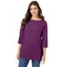 Plus Size Women's Perfect Elbow-Sleeve Boatneck Tee by Woman Within in Plum Purple (Size 4X) Shirt