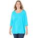 Plus Size Women's Active Slub Scoopneck Tee by Catherines in Scuba Blue (Size 2XWP)