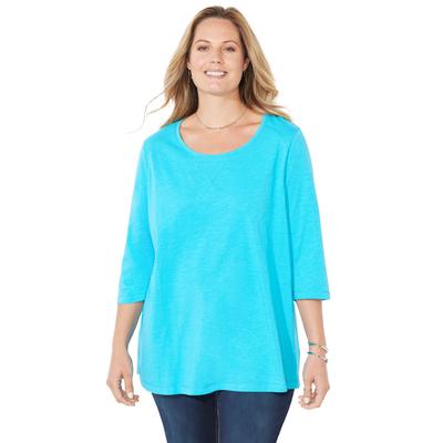 Plus Size Women's Active Slub Scoopneck Tee by Catherines in Scuba Blue (Size 3X)