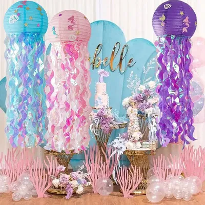 Lanterne en papier sous la mer pour fille décorations de fête petite sirène méduse baby shower