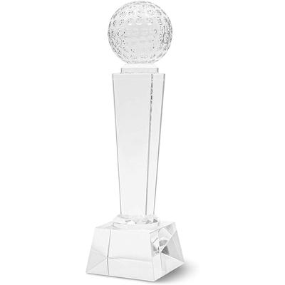 9" Crystal Glass Golf Trophy Award with Gift Box, Paperweight for Desk / Table