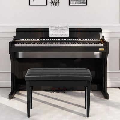 Costway Solid Wood PU Leather Piano Bench Padded Double Duet Keyboard