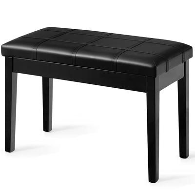 Costway Solid Wood PU Leather Piano Bench Padded Double Duet Keyboard