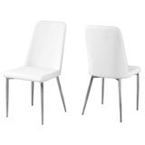 Set of 2 White and Silver Contemporary Upholstered Dining Chairs 37"