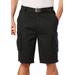 Men's Big & Tall 12" Side Elastic Cargo Short with Twill Belt by KingSize in Black (Size L)