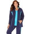 Plus Size Women's Glam French Terry Active Jacket by Catherines in Navy Scuba Blue (Size 5X)