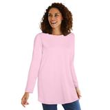 Plus Size Women's Perfect Long-Sleeve Crewneck Tunic by Woman Within in Pink (Size 14/16)