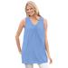 Plus Size Women's Perfect Sleeveless Shirred V-Neck Tunic by Woman Within in French Blue (Size L)