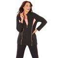 Plus Size Women's Glam French Terry Active Jacket by Catherines in Black Pink Sunset (Size 5X)