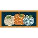 Evergreen Enterprises, Inc Fall Harvest Patterned Pumpkins Sassafras Switch 22 in. x 10 in. Non-Slip Indoor Door Mat Plastic in Blue/Brown | Wayfair