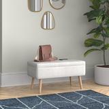 Mercury Row® Beyers Upholstered Flip Top Storage Bench Upholstered, Wood in White/Brown | 16.75 H x 31 W x 15.5 D in | Wayfair
