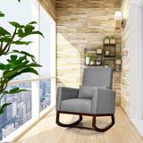 Isabelle & Max™ Moynihan Rocking Chair Wood/Solid Wood in Brown/Green | 42 H x 27 W x 31 D in | Wayfair BBEEFA8824F44BA8B0AEFCC0743C25FF