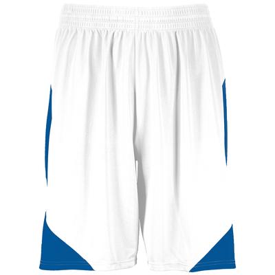 Augusta Sportswear 1733 Step-Back Basketball Shorts in White/Royal size Medium | Polyester