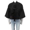 Burberry Ladies Black Raynefield Fringed Wool Blend Military Cape, Brand Size Small / Medium