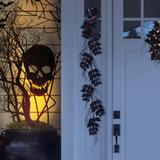 Glitzhome LED Lighted Halloween Bat Garland Wreath Wall Hanging Decor