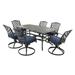 Aluminum 7-Piece Rectangular Dining Set With 6 Swivel Rockers