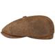Stetson Leather Burney Hatteras Sports Beanie Flat Cap (XL/60-61 - Brown)