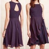 Anthropologie Dresses | Anthro Eva Franco Swiss Dot Ruffle Dress Petite 4 | Color: Blue/Red | Size: 4p