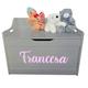 Little Secrets Children' Boy’s Girl's Grey Wooden Toy Storage Box with Personalised Name, Gift Present