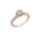 Jewelili Enchanted Disney Fine Jewelry 14K White Gold and Rose Gold 1/3 Cttw Diamond Belle Rose Composite Bridal Ring, Metal, White Diamond