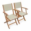 Lot de 2 fauteuils de jardin en bois gris