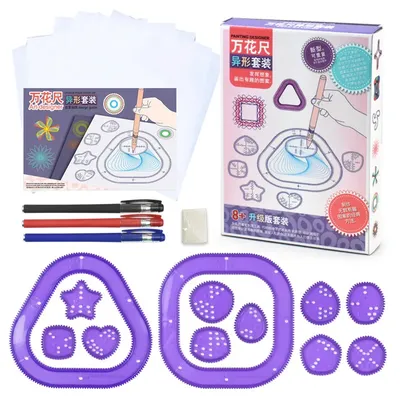 Règle géométrique multifonctionnelle pour enfants dessin peinture spirographe kit d'outils pour