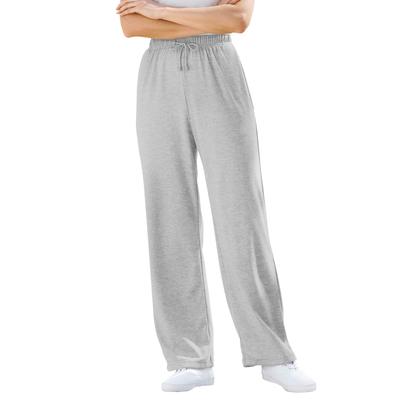 Plus Size Women's Sport Knit Straight Leg Pant by Woman Within in Heather Grey (Size L)