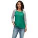 Plus Size Women's Colorblock 3/4 Sleeve Tee by ellos in Ultramarine Green Heather Grey (Size 4X)