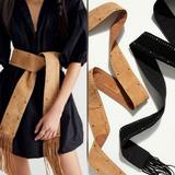 Free People Accessories | Free People Fringe Suede Leather Wrap Belt | Color: Tan | Size: Os
