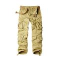 Aeslech Mens Cargo Work Combat Trousers Tactical Army Military Pants with 8 Pockets for Casual Hiking Camping Khaki 30