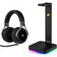 Corsair Virtuoso RGB Wireless High-Fidelity Gaming Headset (Slipstream Technologie, 7.1 Surround Sound) Carbon & ST100 Premium Kopfhörer-Ständer (2X USB 3.1, 7.1 Dolby Audio Ausgang) schwarz