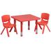 24" Square Plastic Height Adjustable Activity Table Set with 2 or 4 Chairs