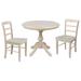 36" Round Top Pedestal Dining Table with 2 Madrid Chairs - 3 Piece Set