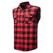 Follure Men's Summer Casual Fashion Sleeveless Plaid Vest Button Down Shirt