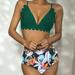 Women Sexy FLower Print Monokini Push Up Bathing Swimwear Two Piece Swimsuit