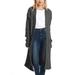 Zewfffr Solid Color Sweater Twist Pocket Coat Women Long Cardigan (Dark Grey)(L)