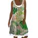 Avamo Women Sleeveless Sundress Coconut Tree Printed Boho Beach Dress Loose Fit Coverup Dress Holiday Party Midi Dress