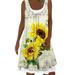 Floral Midi Dress for Ladies Round Neck Swing Dress Womens Summer A-line Dress Casual Loose Dress