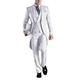 Men White Tailcoat Suits Slim Fit 3 Piece V-Neck One Button Wedding Suits Groom Tuxedos 50/44