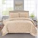 Luxury Quilted Bedspreads 3 Piece Velvet Bedding Double Bed for Bedroom Decor - Super Soft Embossed Pattern Sofa Bed Throws with 2 Pillow Case - Beige