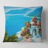 East Urban Home House Near the Sea Flowers I Square Pillow Cover & Insert Polyester/Polyfill blend | 16 H x 16 W x 5 D in | Wayfair