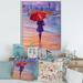 East Urban Home Woman Walking w/ Umbrella Under the Rain - Painting on Canvas Metal in Red | 40 H x 30 W x 1.5 D in | Wayfair