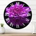 East Urban Home Single Chrysanthemum Flower On Black Reflection - Traditional wall clock Metal in Black/Indigo/White | 23 H x 23 W x 1 D in | Wayfair