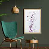 East Urban Home Violet Tree Swirling Persian Lilac Blooms w/ Butterfly Ornamental Plant Graphic - Picture Frame Graphic Art Print on Fabric Fabric | Wayfair