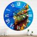 East Urban Home Boats Resting On The Water During Warm Sunset IV - Nautical & Coastal wall clock Metal in Blue/Brown | 29 H x 29 W x 1 D in | Wayfair