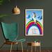 East Urban Home Unicorn Surreal Myth Creature Before Rainbow Clouds Star Fantasy Girls - Picture Frame Graphic Art Print on Fabric Fabric | Wayfair