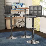 Latitude Run® Winford Swivel Adjustable Height Bar Stool Upholstered/Leather/Metal in Black | 17 W x 17 D in | Wayfair LATT5699 38263090