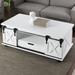 Howden Wheel Coffee Table w/ Storage Wood in White Laurel Foundry Modern Farmhouse® | 18 H x 47 W x 24 D in | Wayfair